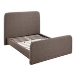 Fira Linen Textured Fabric Upholstered Queen Bed in Brown