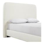 Fira Linen Textured Fabric Upholstered Queen Bed in Cream