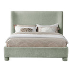 Penny Chenille Fabric Upholstered Queen Bed in Mint Green
