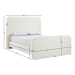 Fira Linen Textured Fabric Upholstered Queen Bed in Cream