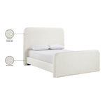 Fira Linen Textured Fabric Upholstered Queen Bed in Cream