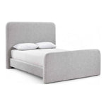 Fira Linen Textured Fabric Upholstered Queen Bed in Grey