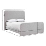 Fira Linen Textured Fabric Upholstered Queen Bed in Grey