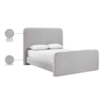 Fira Linen Textured Fabric Upholstered Queen Bed in Grey