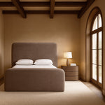 Fira Chenille Fabric Upholstered King Bed in Brown