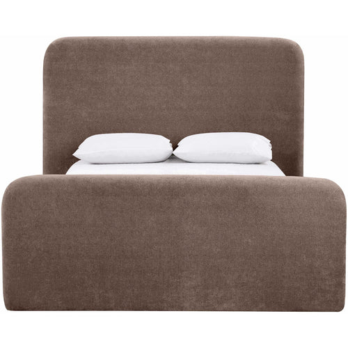 Fira Chenille Fabric Upholstered King Bed in Brown