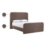 Fira Chenille Fabric Upholstered King Bed in Brown
