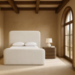 Fira Chenille Fabric Upholstered King Bed in Cream