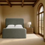 Fira Chenille Fabric Upholstered King Bed in Green