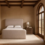 Fira Chenille Fabric Upholstered King Bed in Taupe