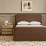 Fira Chenille Fabric Upholstered Queen Bed in Brown