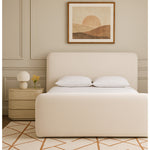 Fira Chenille Fabric Upholstered Queen Bed in Cream