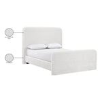 Fira Chenille Fabric Upholstered Queen Bed in Cream