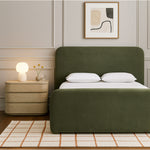 Fira Chenille Fabric Upholstered Queen Bed in Green