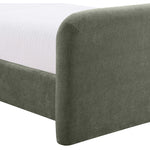 Fira Chenille Fabric Upholstered Queen Bed in Green