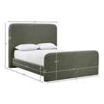 Fira Chenille Fabric Upholstered Queen Bed in Green