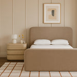 Fira Chenille Fabric Upholstered Queen Bed in Taupe