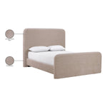 Fira Chenille Fabric Upholstered Queen Bed in Taupe