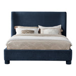 Penny Chenille Fabric Upholstered Queen Bed in Navy