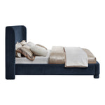 Penny Chenille Fabric Upholstered Queen Bed in Navy
