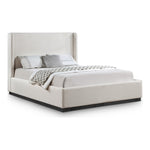 Flynn Linen Textured Fabric Upholstered King Bed in Beige