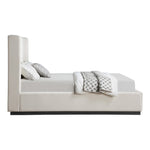 Flynn Linen Textured Fabric Upholstered King Bed in Beige