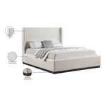 Flynn Linen Textured Fabric Upholstered King Bed in Beige