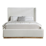 Flynn Linen Textured Fabric Upholstered King Bed in Cream