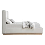 Flynn Linen Textured Fabric Upholstered King Bed in Cream