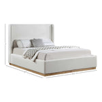 Flynn Linen Textured Fabric Upholstered King Bed in Cream