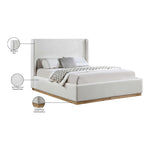 Flynn Linen Textured Fabric Upholstered King Bed in Cream