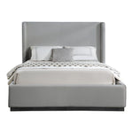 Flynn Linen Textured Fabric Upholstered King Bed in Grey