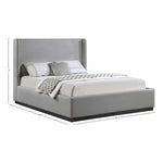 Flynn Linen Textured Fabric Upholstered King Bed in Grey