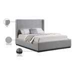 Flynn Linen Textured Fabric Upholstered King Bed in Grey