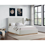 Flynn Linen Textured Fabric Upholstered Queen Bed in Cream