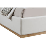 Flynn Linen Textured Fabric Upholstered Queen Bed in Cream