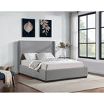 Flynn Linen Textured Fabric Upholstered Queen Bed in Grey