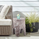 Foligno Marble Finish Concrete Indoor / Outdoor End Table in Brown
