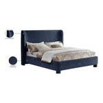 Penny Chenille Fabric Upholstered Queen Bed in Navy