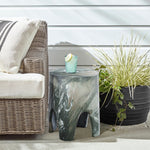 Foligno Marble Finish Concrete Indoor / Outdoor End Table in Green