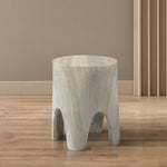 Foligno Travertine Finish Concrete Indoor / Outdoor End Table in Natural