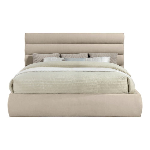 Adam Chenille Fabric Upholstered King Bed in Beige