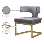 Alexandra Velvet Upholstered Dining Chair in Grey