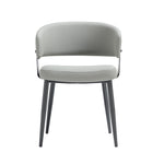 Luce Textured Vegan Leather Metal Dining Chair in Stone Gray