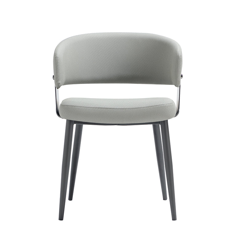 Luce Textured Vegan Leather Metal Dining Chair in Stone Gray