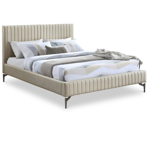 Gallo Vegan Leather Upholstered King Bed in Beige