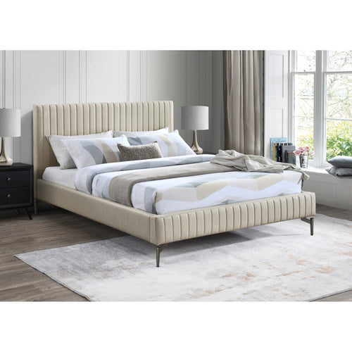 Gallo Vegan Leather Upholstered King Bed in Beige