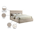 Adam Chenille Fabric Upholstered King Bed in Beige
