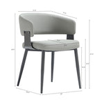 Luce Textured Vegan Leather Metal Dining Chair in Stone Gray