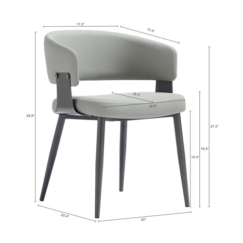 Luce Textured Vegan Leather Metal Dining Chair in Stone Gray